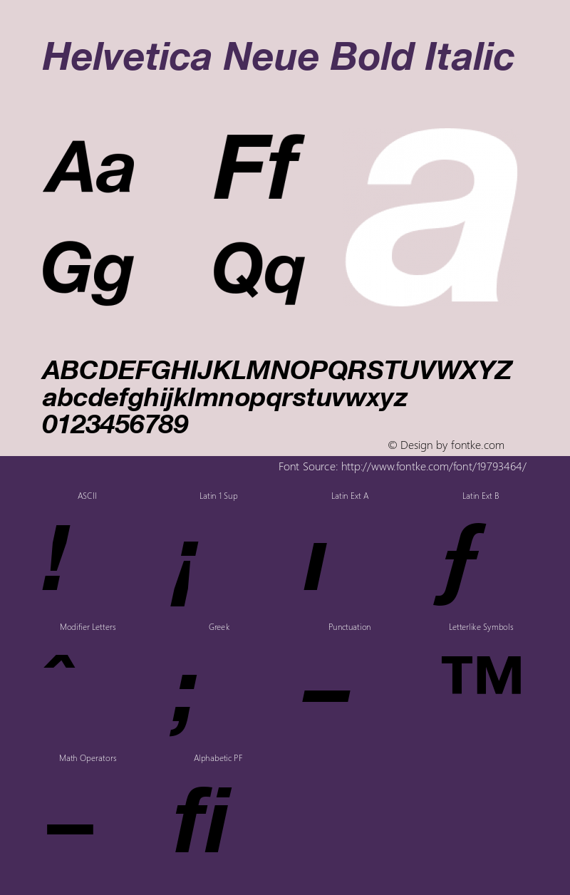 Helvetica 76 Bold Italic Version 001.102图片样张