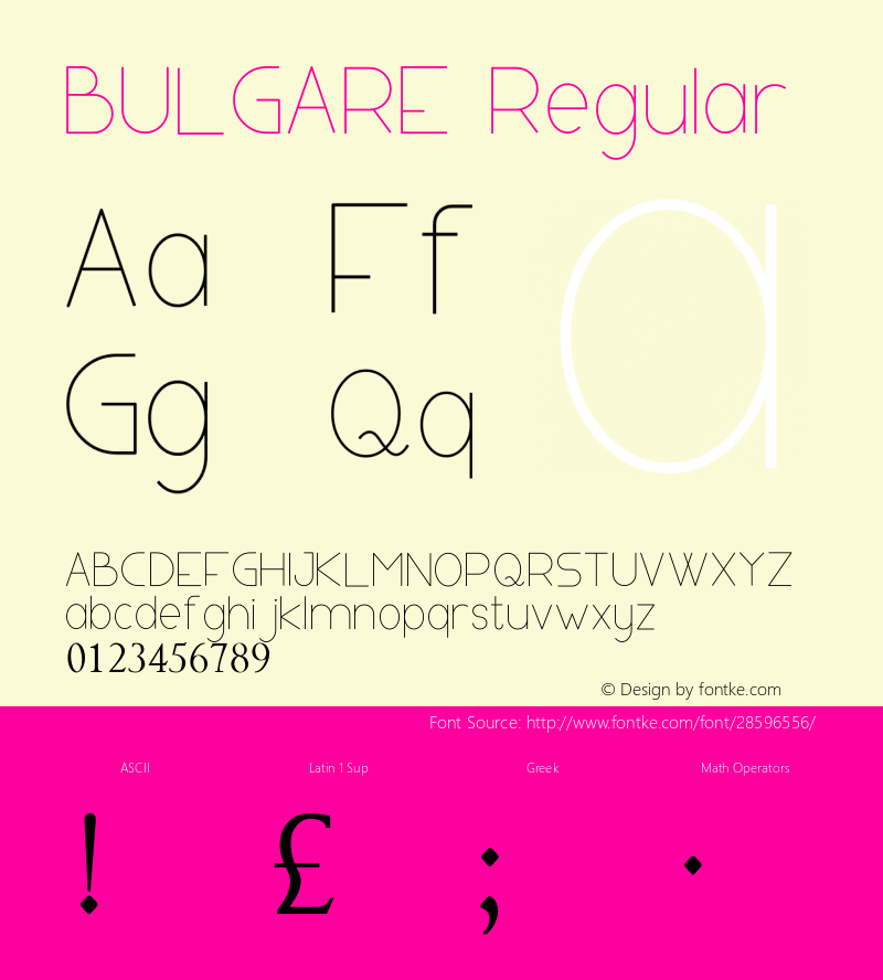 BULGARE Version 1.00;December 18, 2018;FontCreator 11.5.0.2430 64-bit图片样张