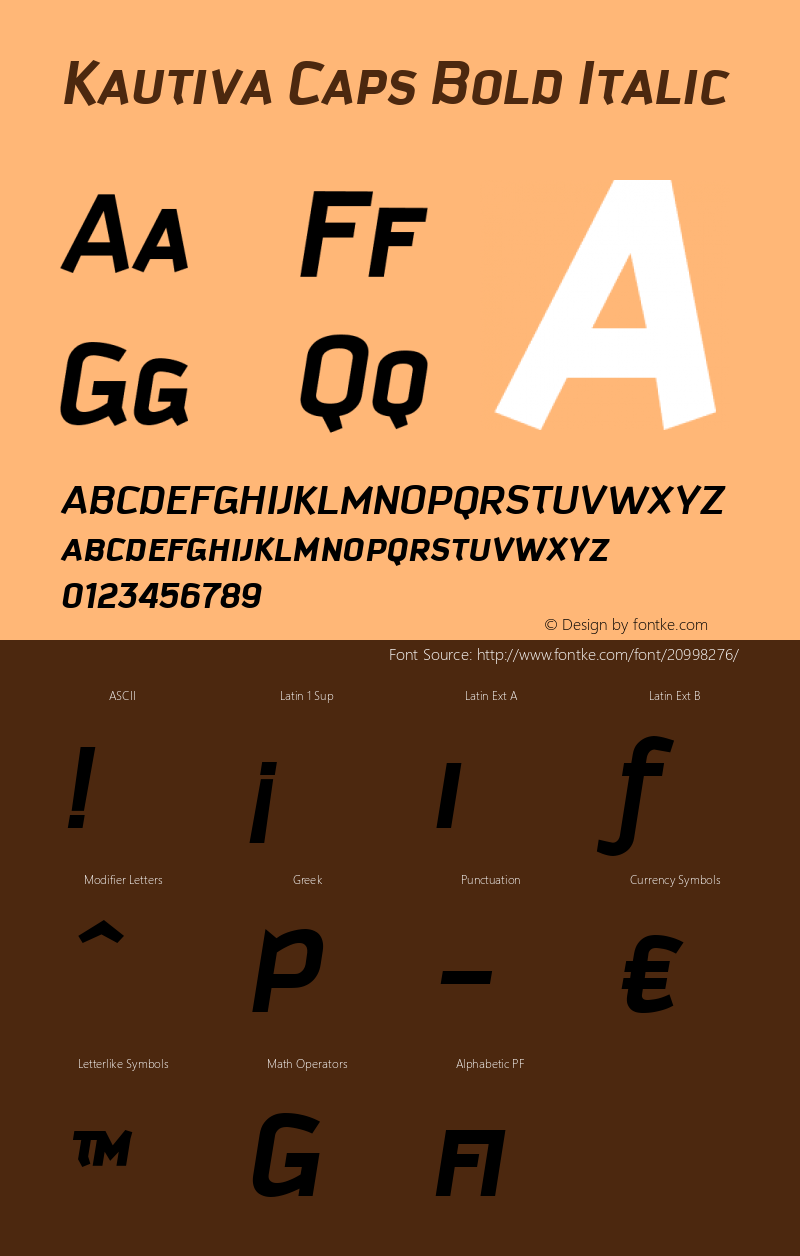 Kautiva Caps Bold Italic Version 001.000图片样张