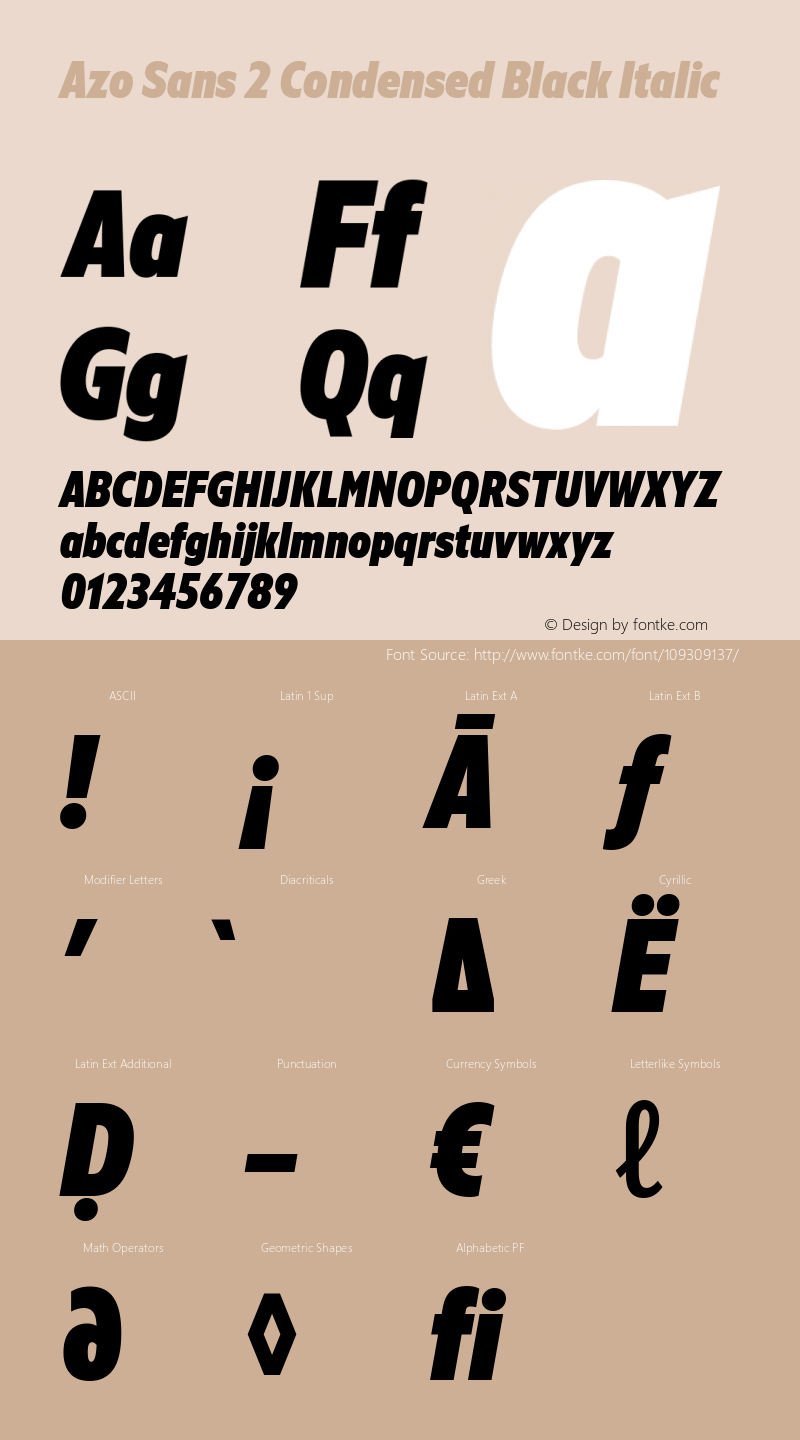 Azo Sans 2 Condensed Black Italic Version 2.001图片样张