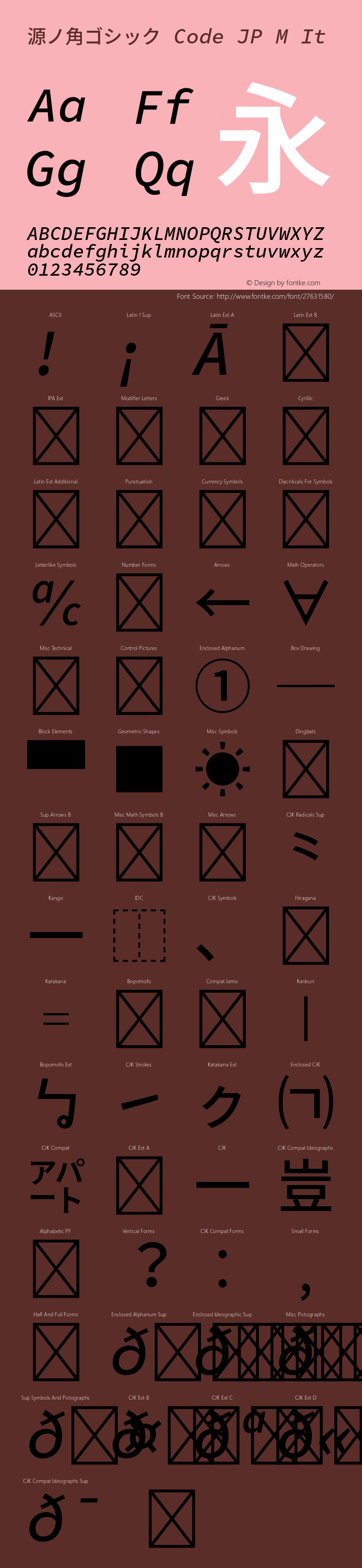源ノ角ゴシック Code JP M Italic 图片样张