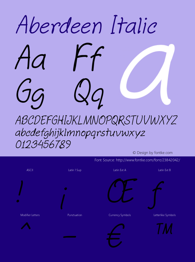 Aberdeen Italic Version 1.00 September 7, 2017, initial release图片样张