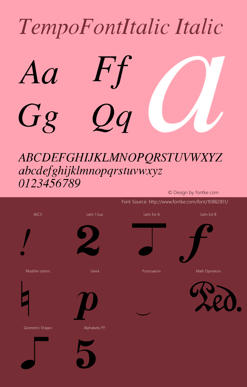 TempoFontItalic Italic Version 001.001图片样张