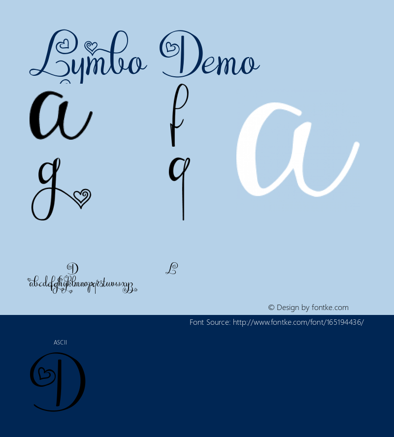 Lymbo Demo Version 0.00;March 24, 2018;FontCreator 11.5.0.2422 32-bit图片样张