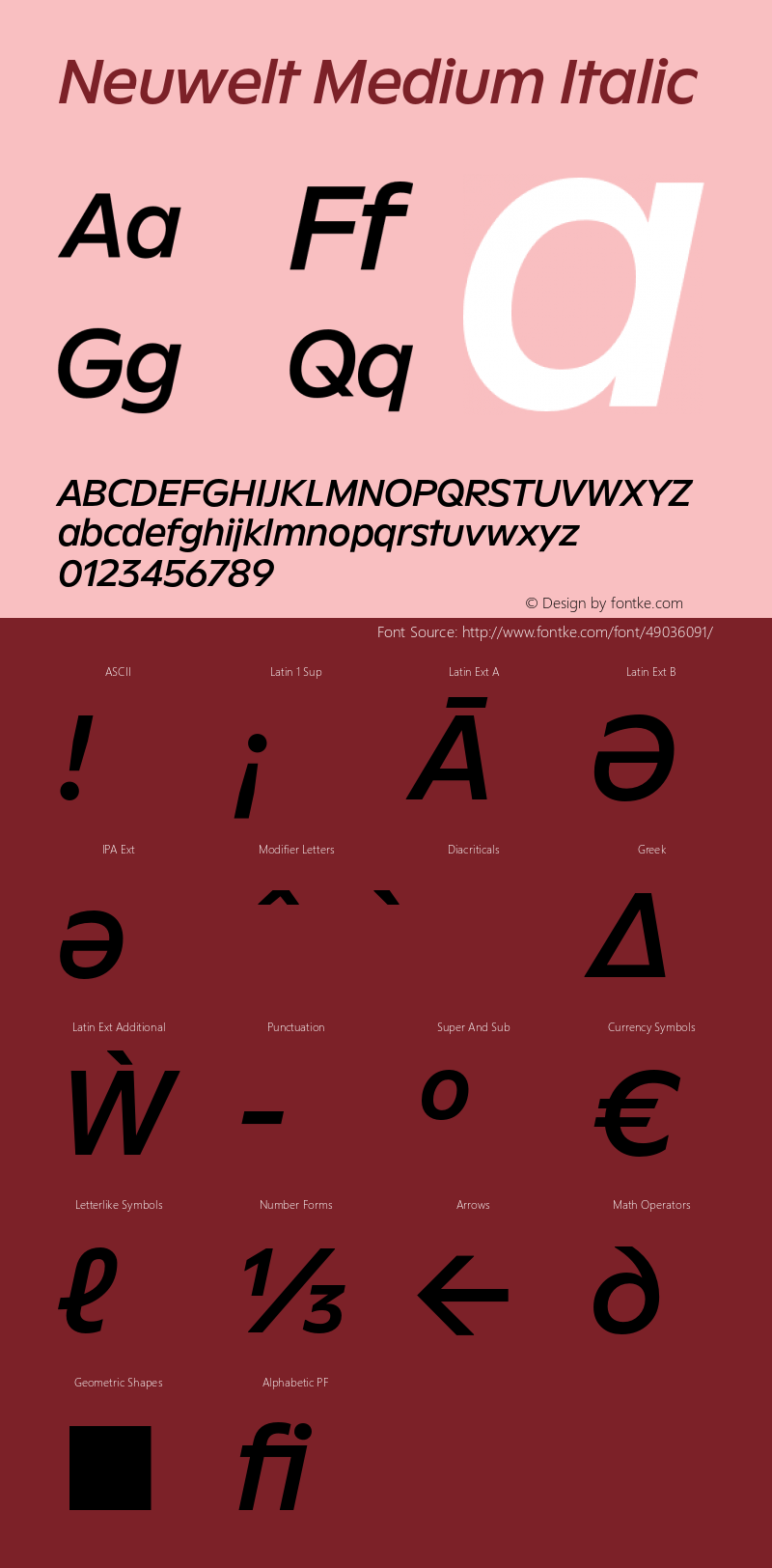 Neuwelt-MediumItalic Version 1.00图片样张