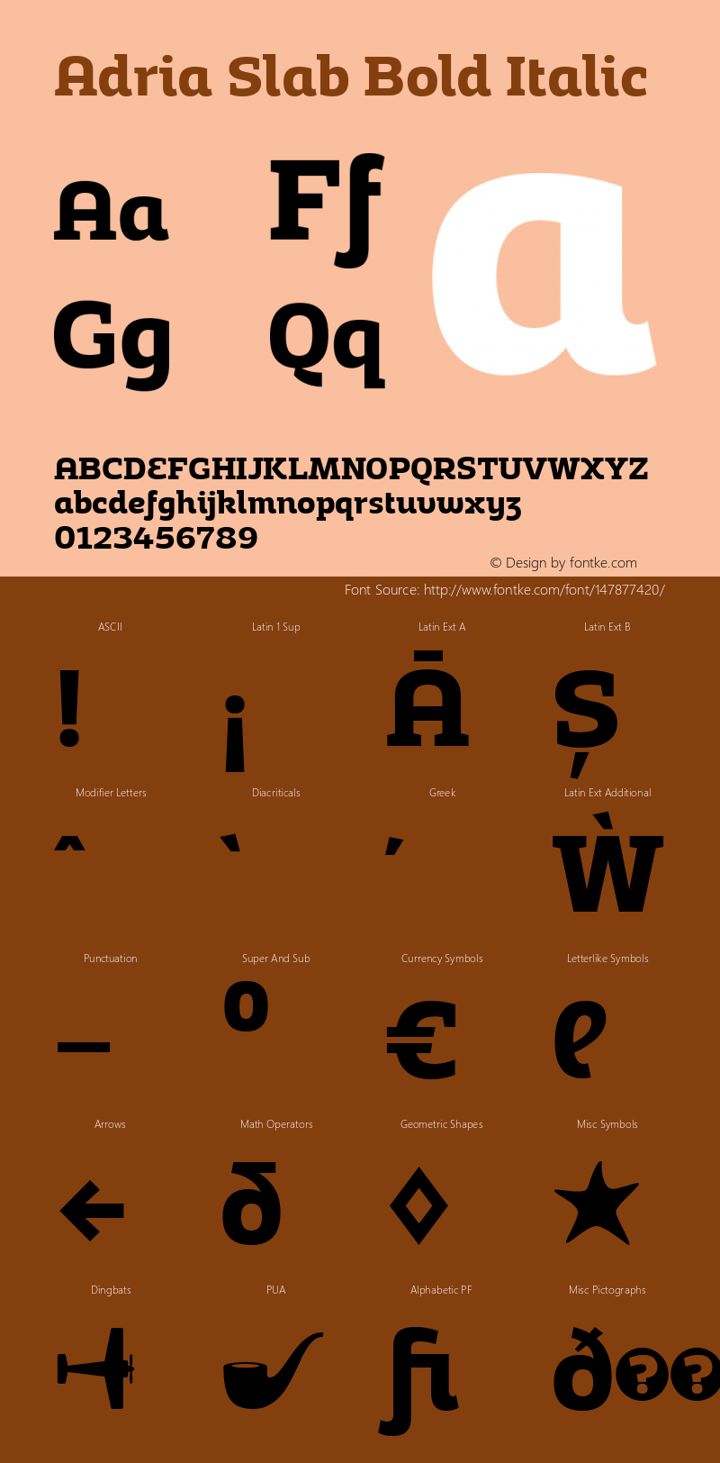 Adria Slab Bold UprightItalic Version 1.003;PS 001.003;hotconv 1.0.70;makeotf.lib2.5.58329图片样张