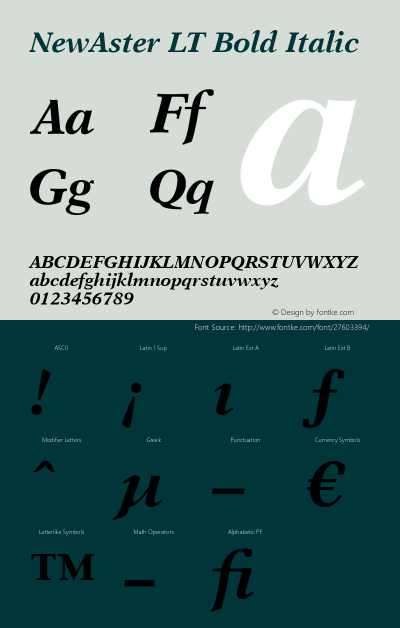New Aster LT Bold Italic Version 6.03图片样张