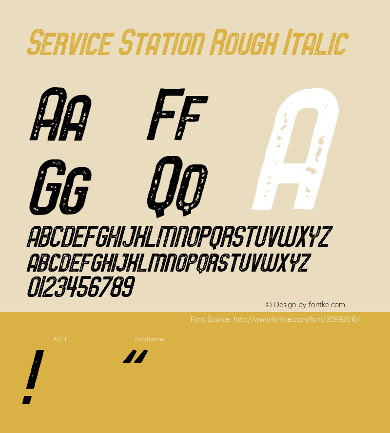 Service Station Rough Italic Version 1.000;PS 001.000;hotconv 1.0.88;makeotf.lib2.5.64775图片样张