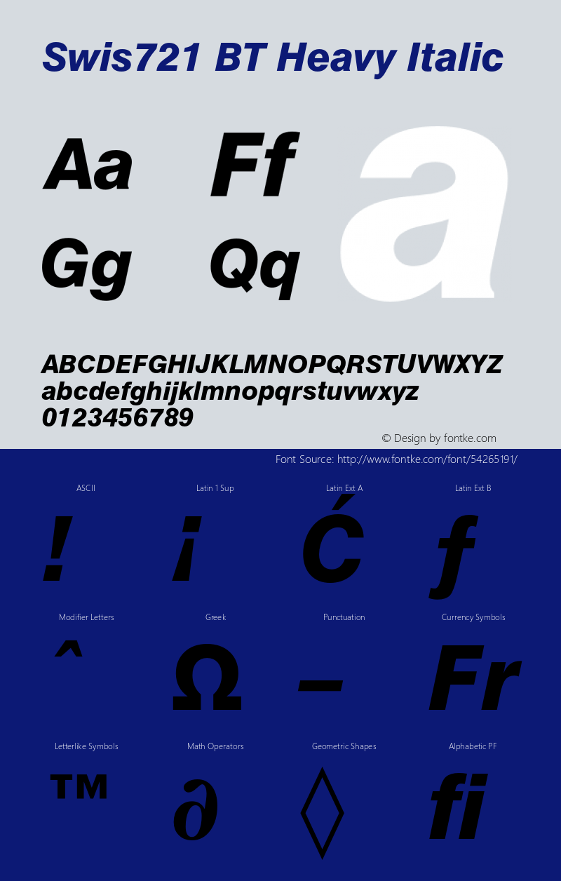 Swis721BT-HeavyItalic Version 1.10图片样张