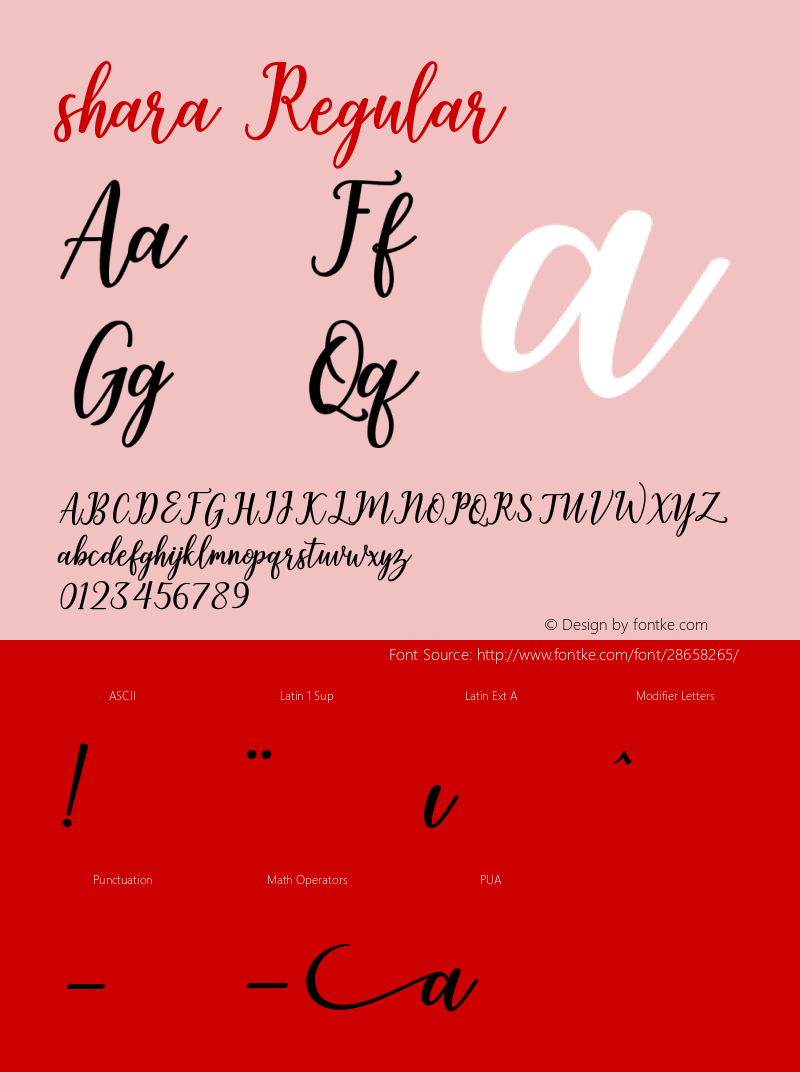 shara Regular Version 1.00;February 2, 2019;FontCreator 11.5.0.2427 64-bit图片样张