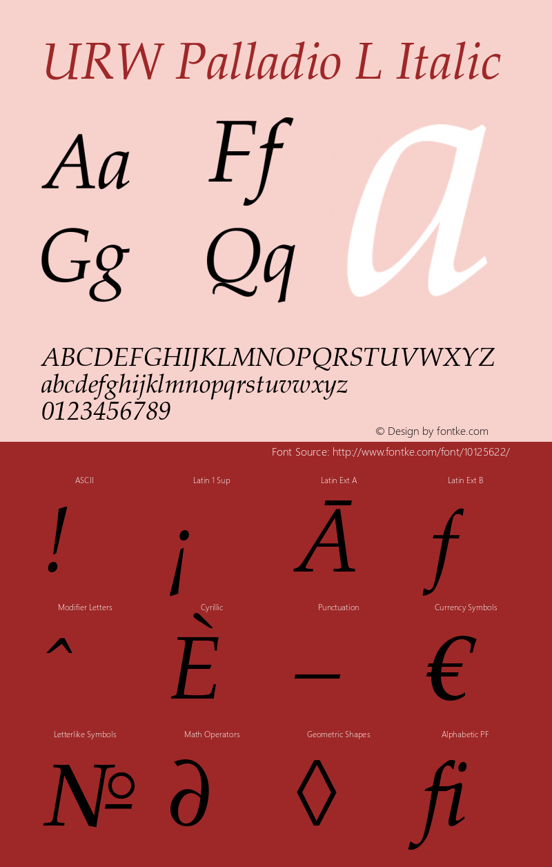 URW Palladio L Italic Version 1.06图片样张