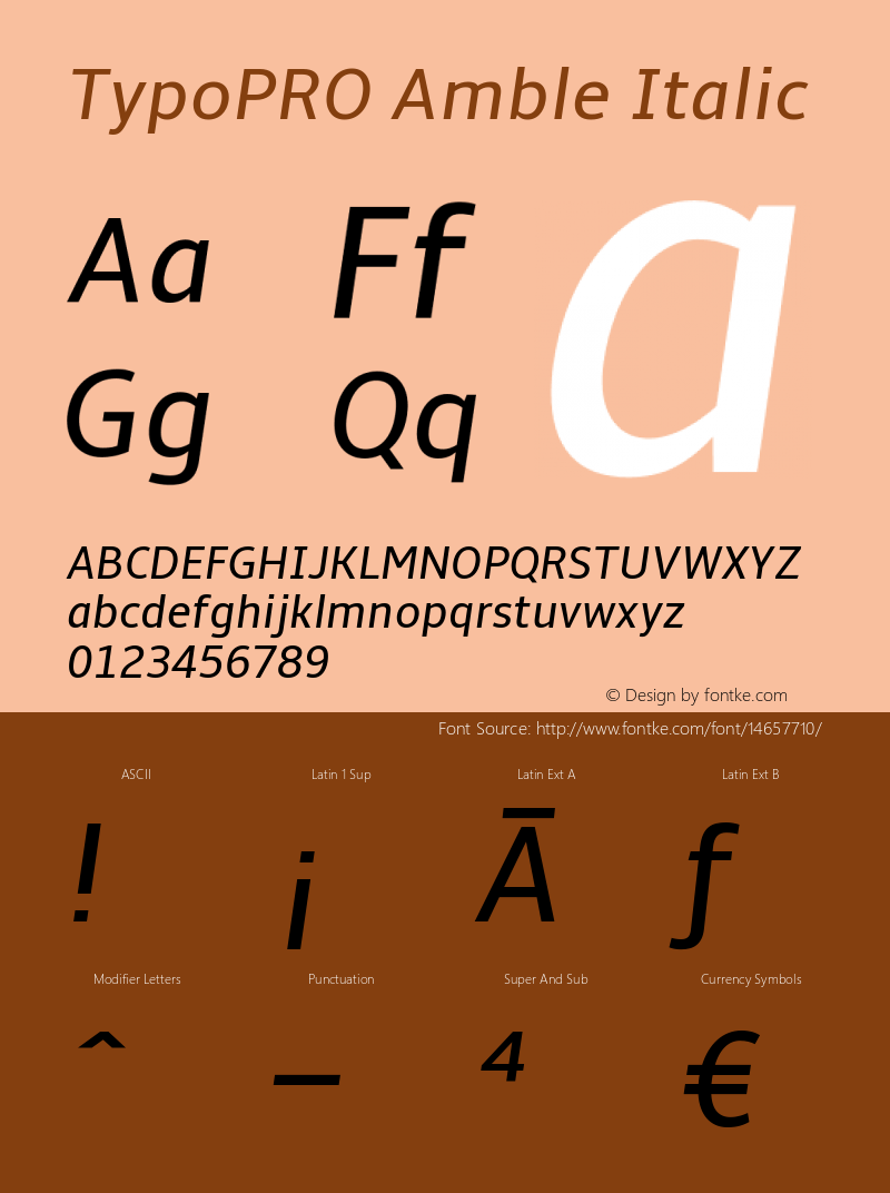 TypoPRO Amble Italic Version 1.00000; 2009图片样张