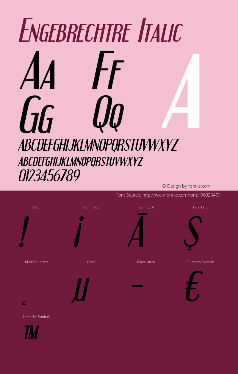 Engebrechtre Italic OTF 3.000;PS 001.001;Core 1.0.29图片样张