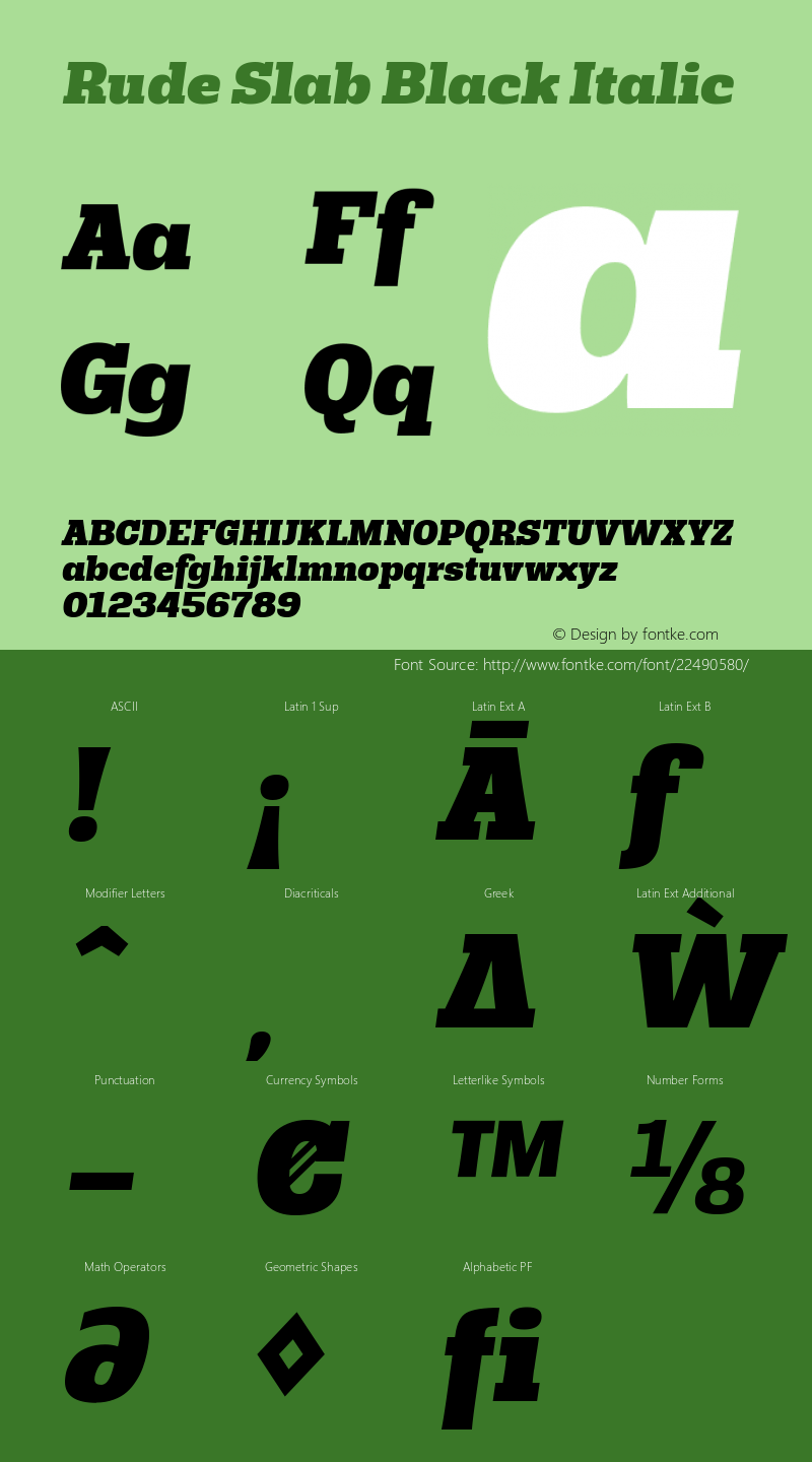 Rude Slab Black Italic Version 1.000图片样张