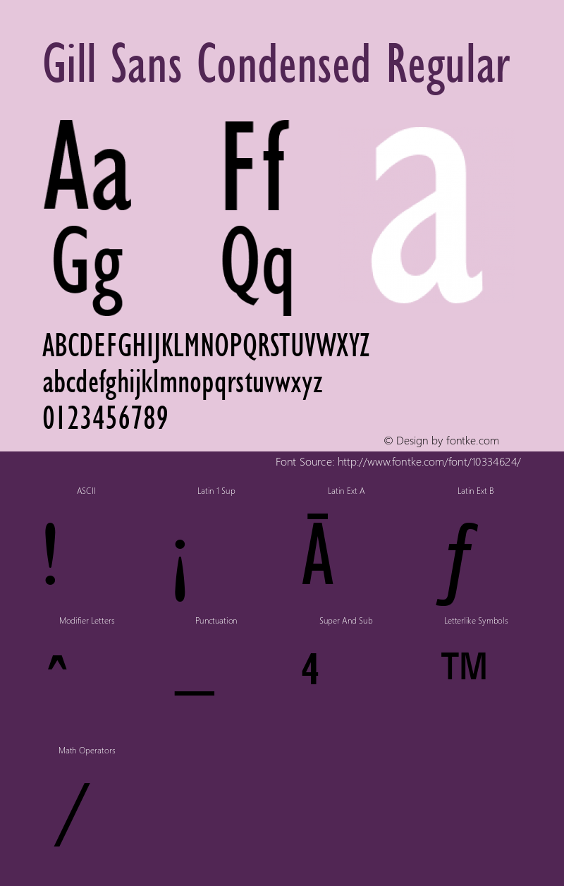 Gill Sans Condensed Regular Version 1.3 (ElseWare)图片样张