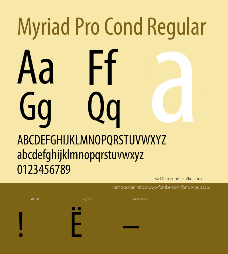 Myriad Pro Cond Regular OTF 1.006;PS 001.000;Core 1.0.23;hotunix 1.28图片样张