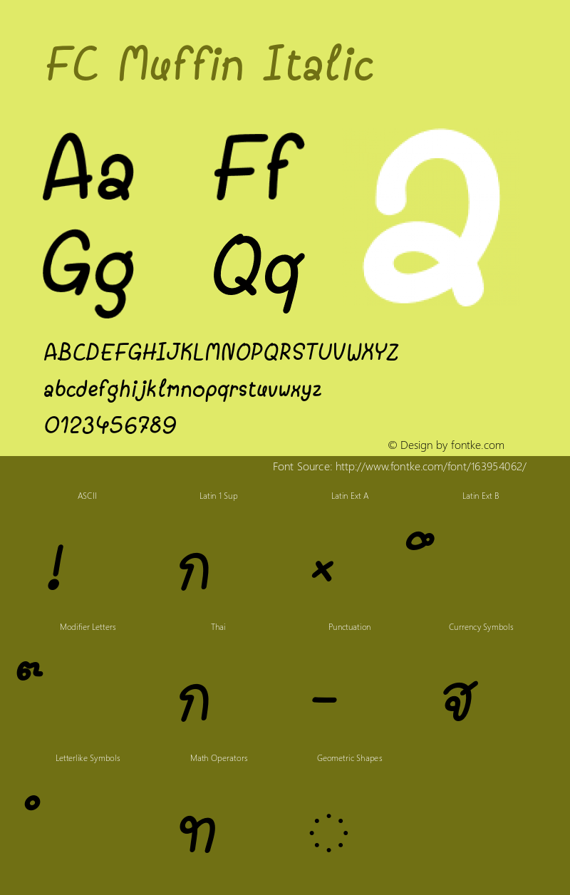 FC Muffin Italic Version 1.00 2020 by Fontcraft: Suwisa Sae-ueng图片样张