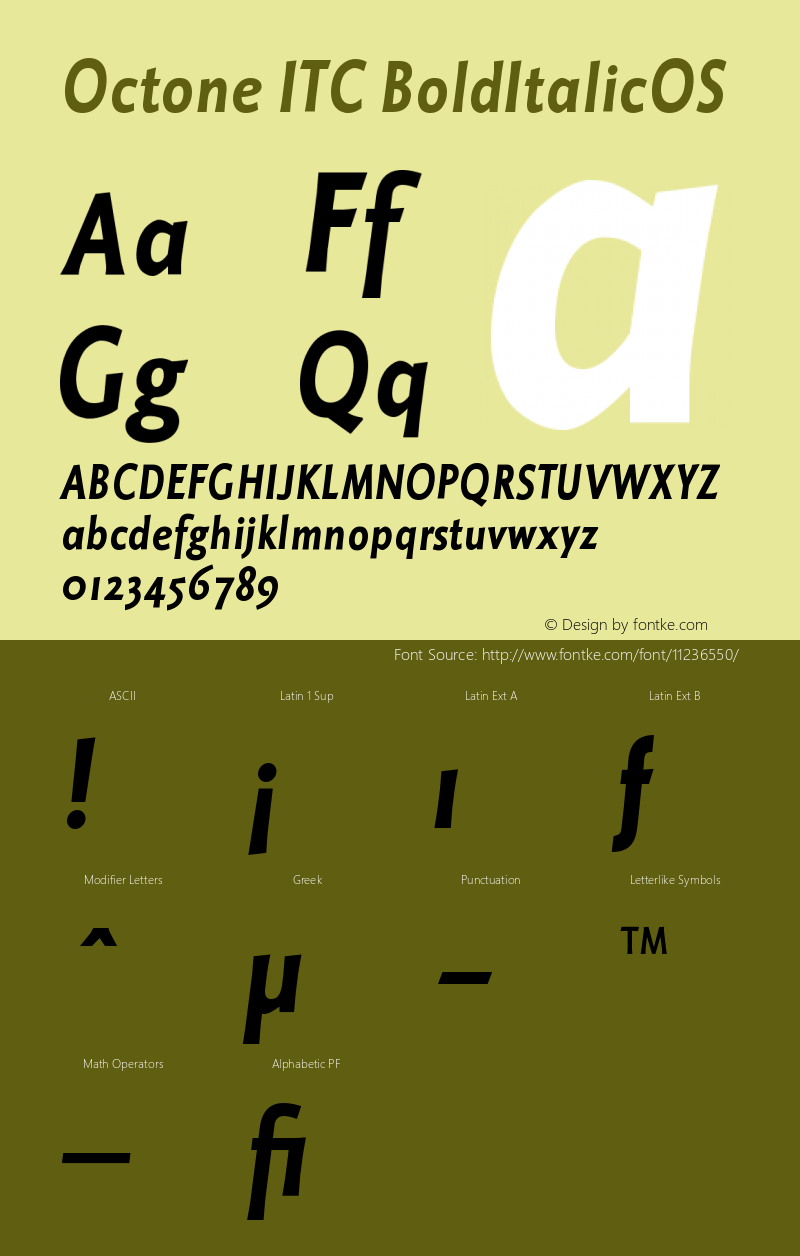 Octone ITC BoldItalicOS Version 001.001图片样张