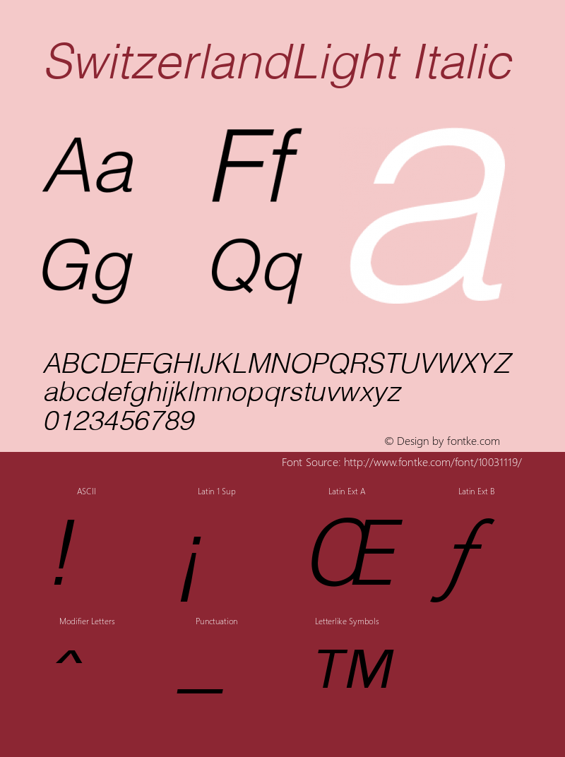 SwitzerlandLight Italic v1.0c图片样张