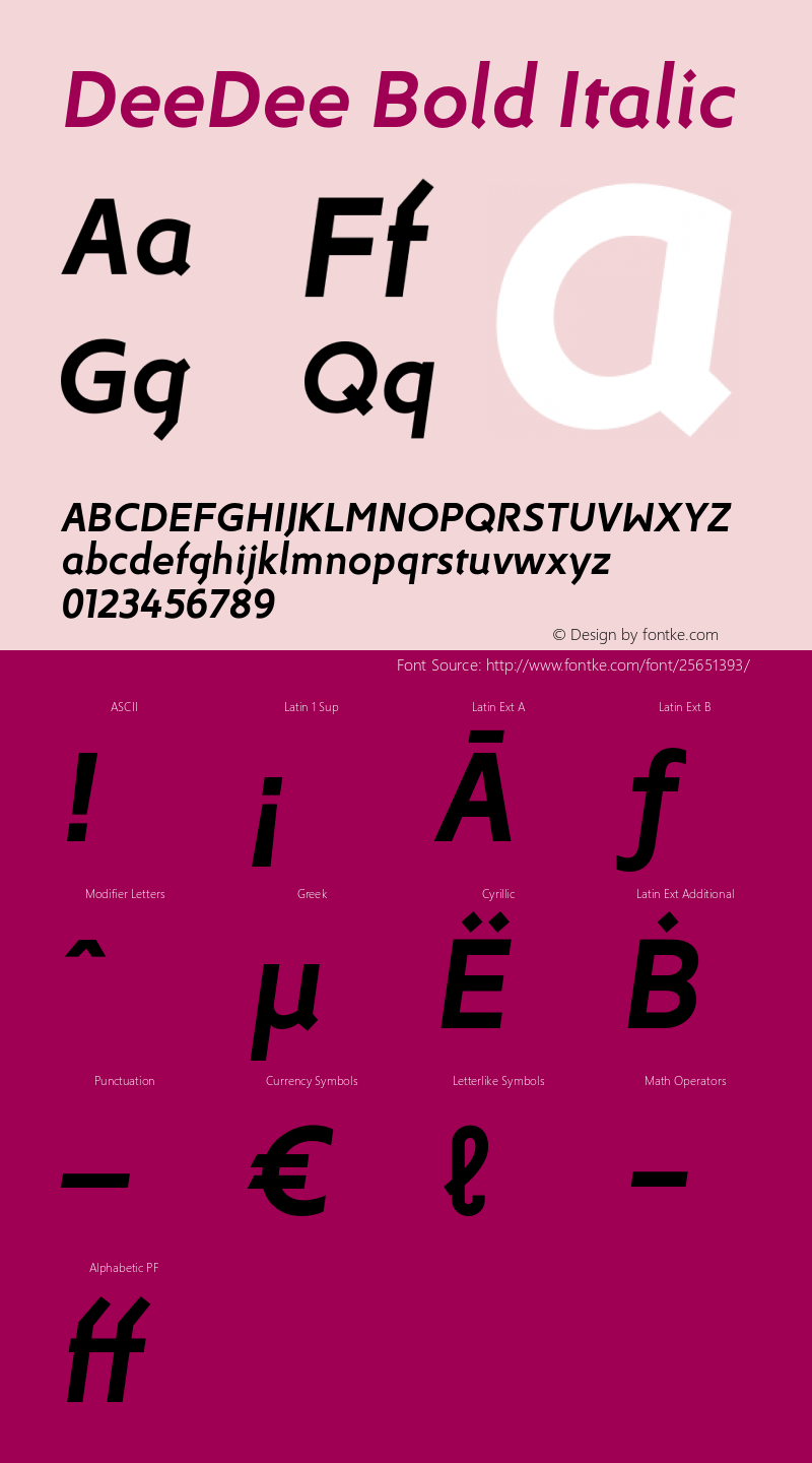 DeeDee Bold Italic Version 1.000 | wf-r图片样张