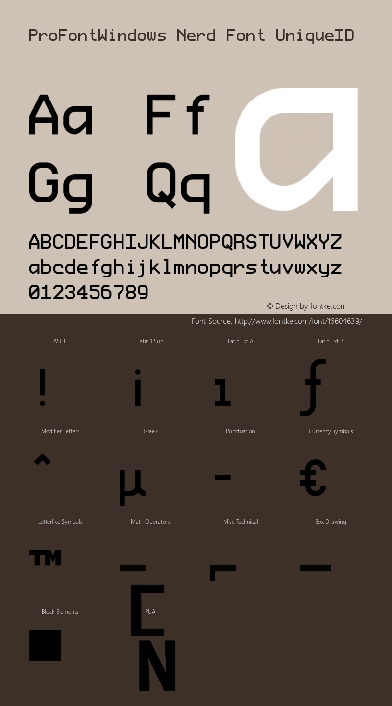 ProFontWindows Nerd Font UniqueID ProFontWindows 2.3图片样张