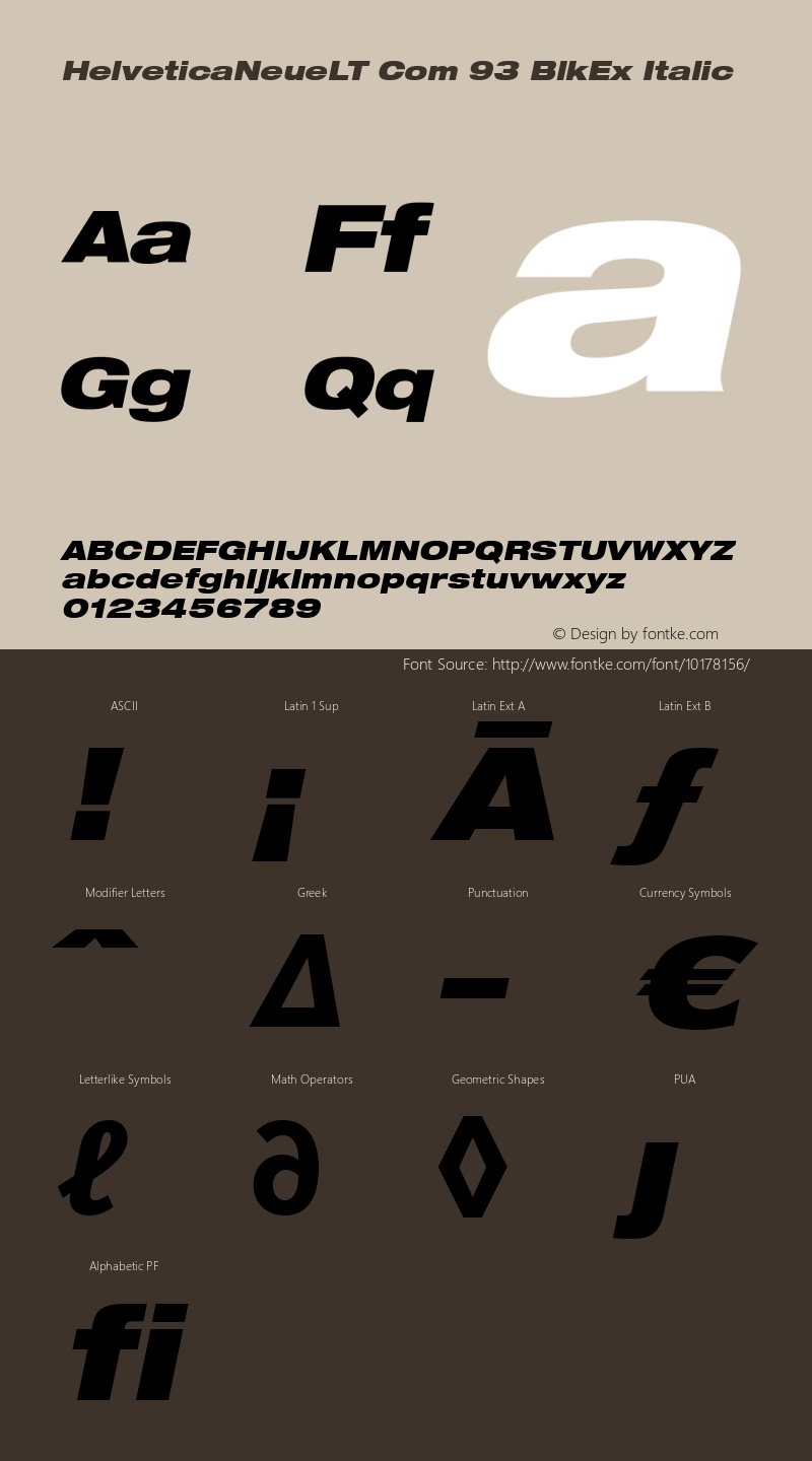 HelveticaNeueLT Com 93 BlkEx Italic Version 1.00; 2006图片样张