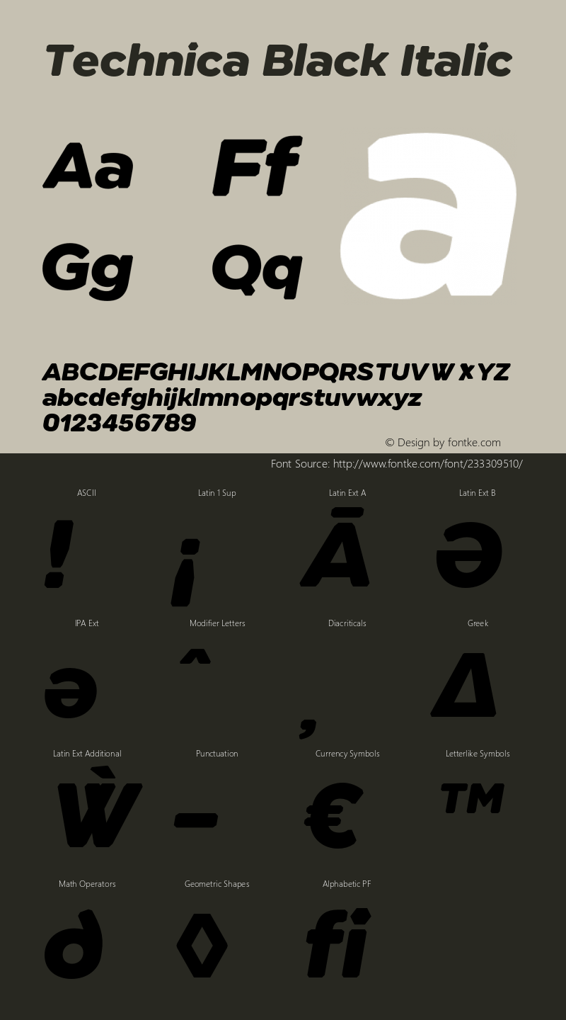 Technica Black Italic Version 2.000;FEAKit 1.0图片样张