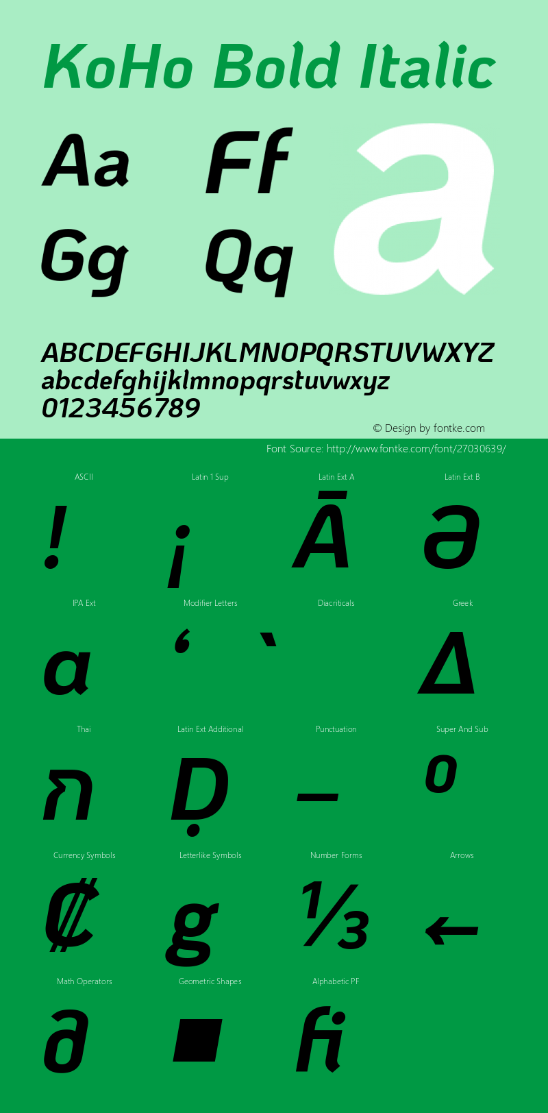 KoHo Bold Italic Version 1.000; ttfautohint (v1.6)图片样张