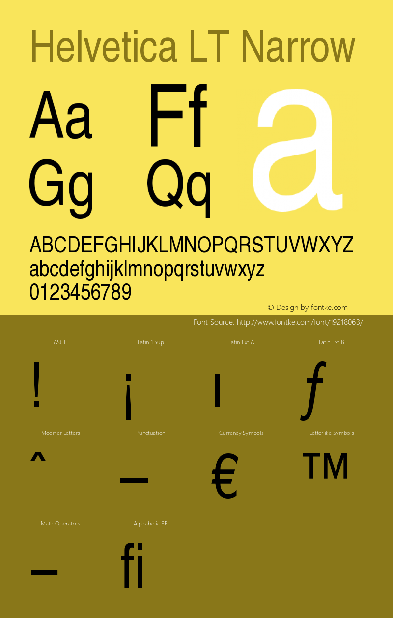 Helvetica LT Narrow Version 006.000图片样张