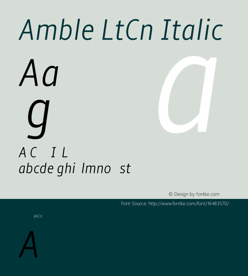 Amble LtCn Italic Version 1.00000; 2009图片样张