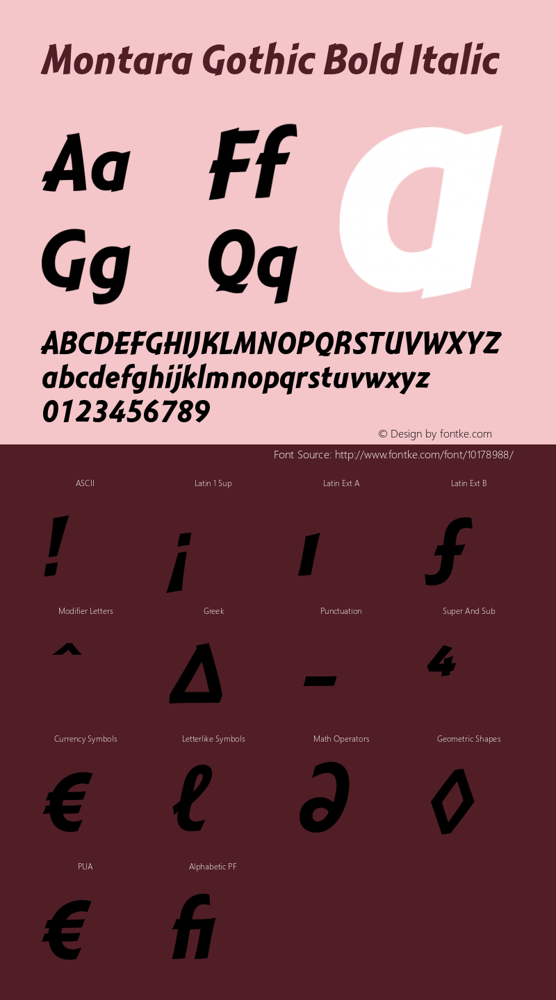 Montara Gothic Bold Italic OTF 1.007;PS 001.000;Core 1.0.29;makeotf.lib1.4.0图片样张