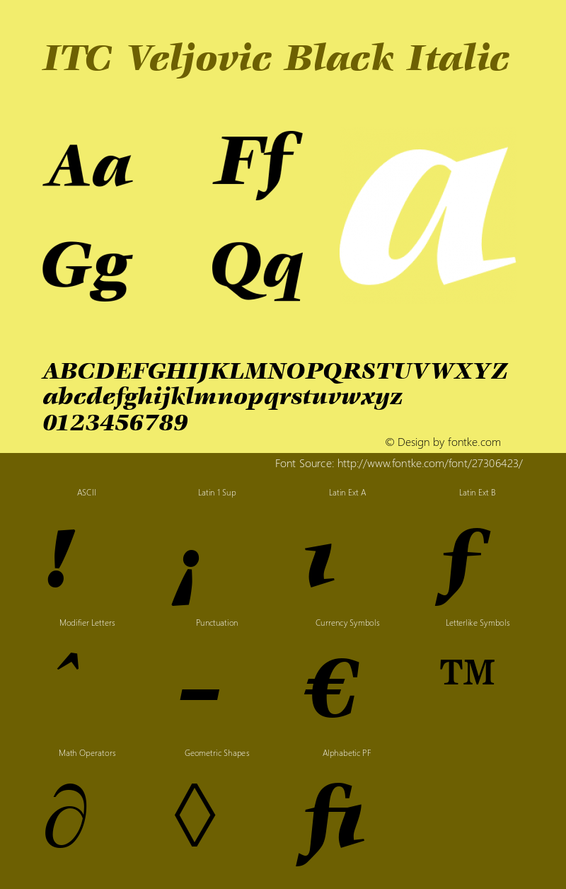 Veljovic Black Italic Version 1.00图片样张