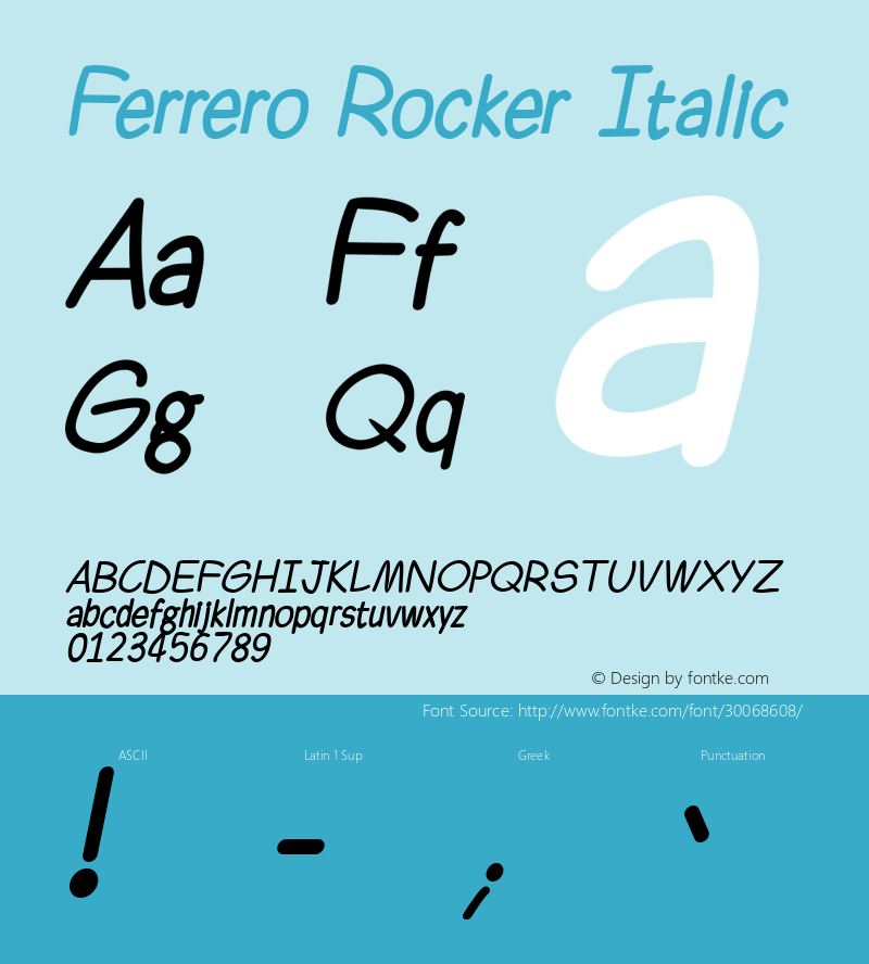 Ferrero Rocker Italic Version 1.00;May 17, 2019;FontCreator 11.5.0.2430 64-bit图片样张