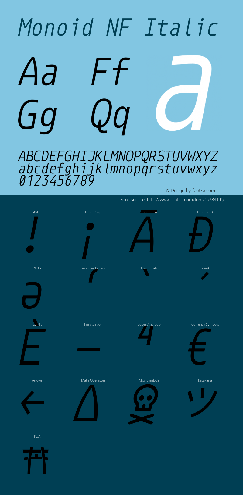 Monoid NF Italic Version 0.61;Nerd Fonts 0.7.图片样张