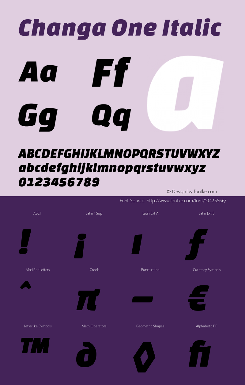 Changa One Italic Version 1.003图片样张