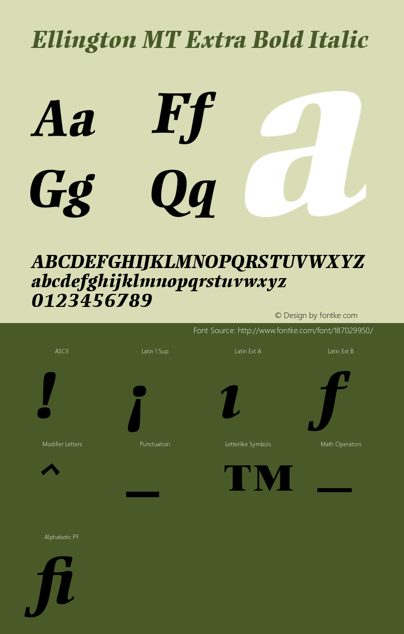 Ellington MT Extra Bold Italic 001.000图片样张