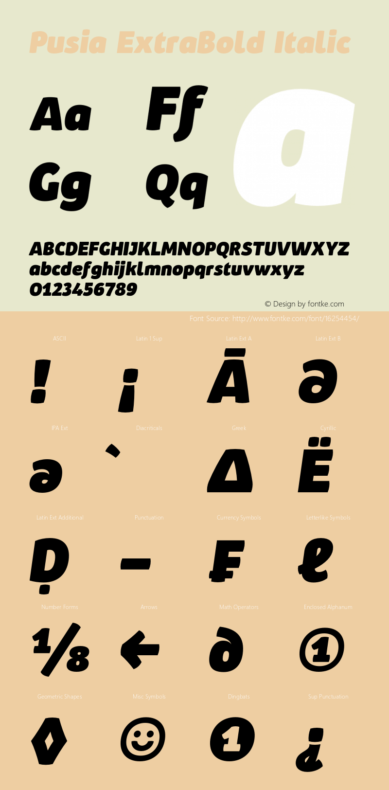 Pusia ExtraBold Italic Version 1.000;PS 001.000;hotconv 1.0.88;makeotf.lib2.5.64775图片样张