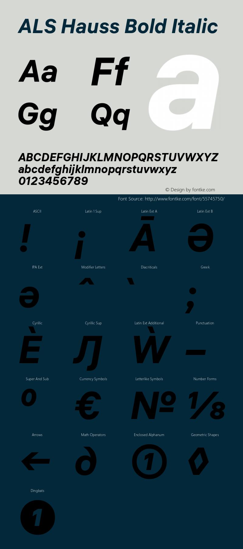 ALS Hauss Bold Italic Version 1.000图片样张
