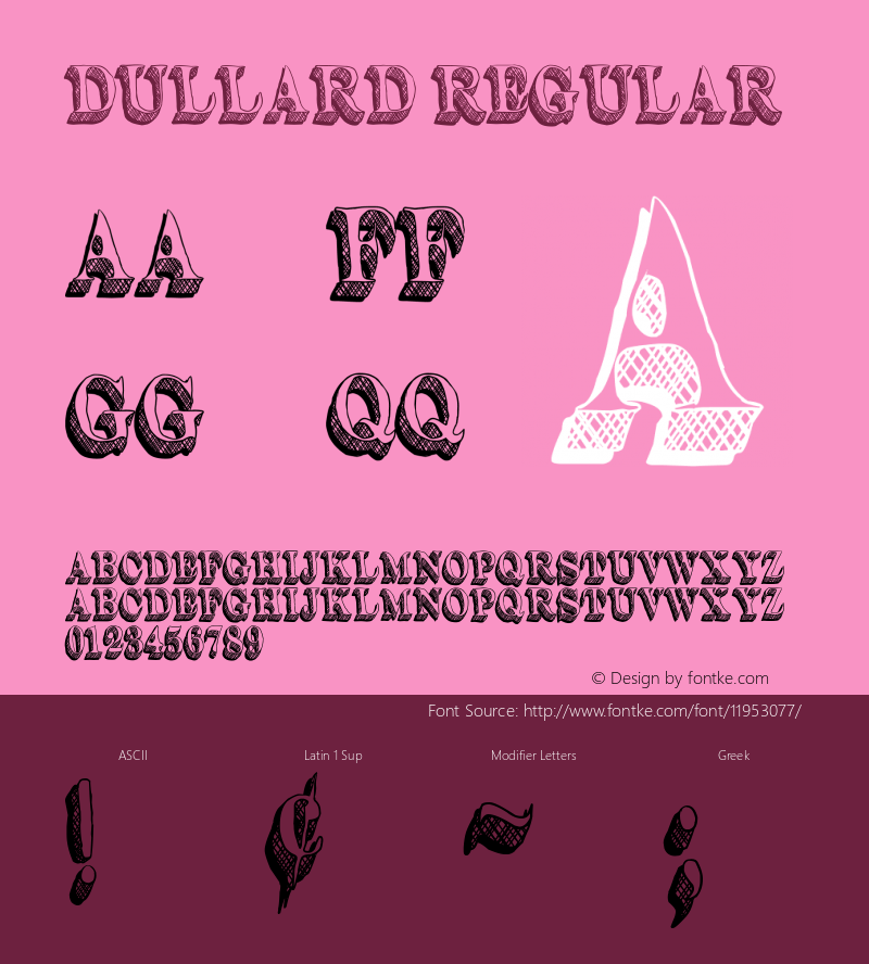 Dullard Regular Version 1.00 February 26, 2010, initial release图片样张