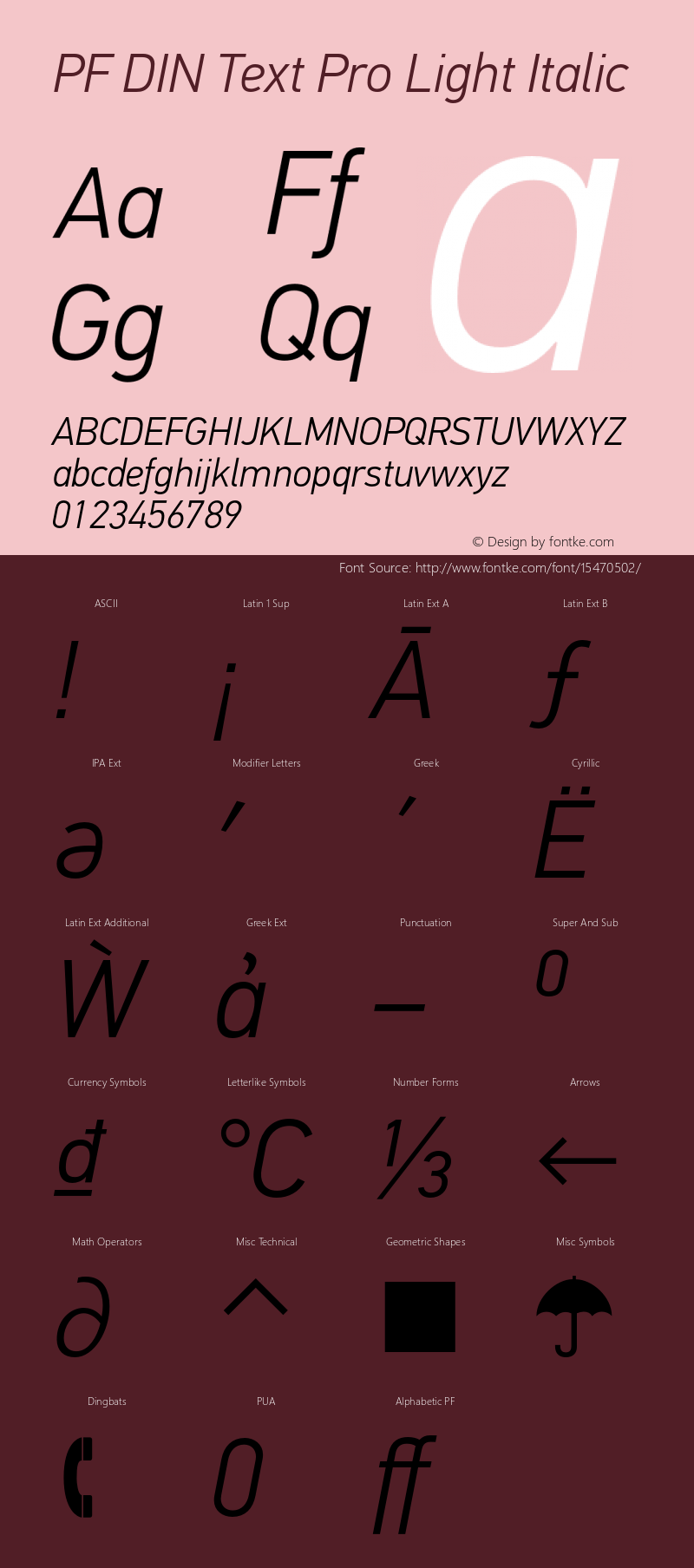 PF DIN Text Pro Light Italic Version 1.000;PS 001.001;hotconv 1.0.56图片样张