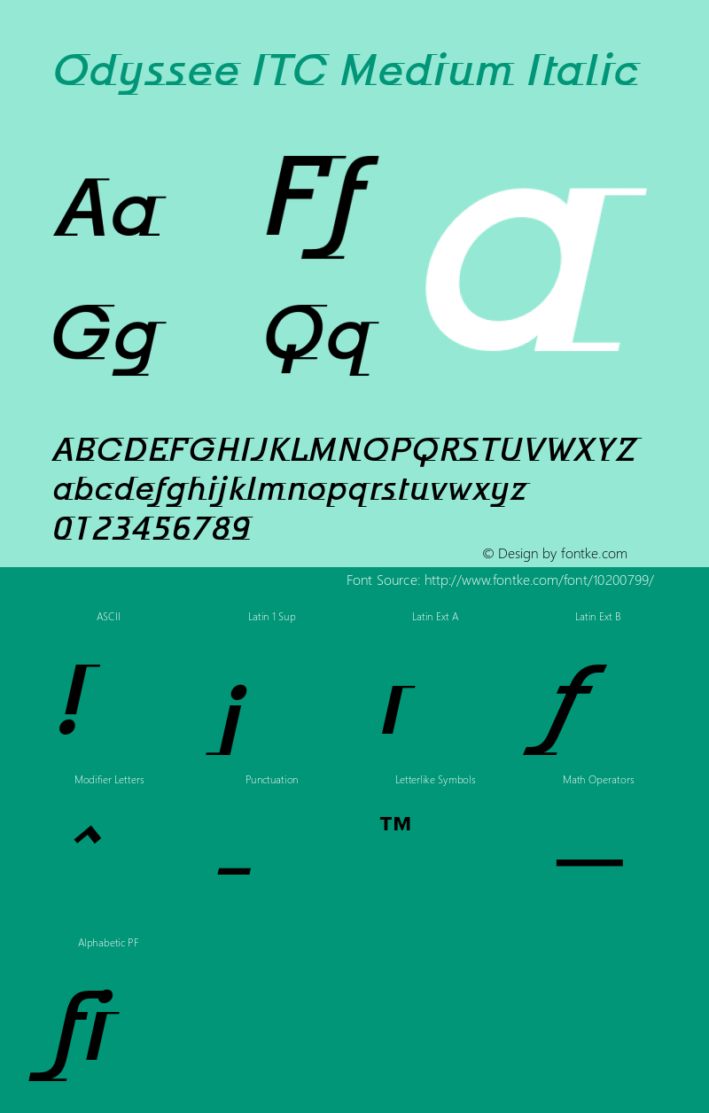 Odyssee ITC Medium Italic 001.001图片样张