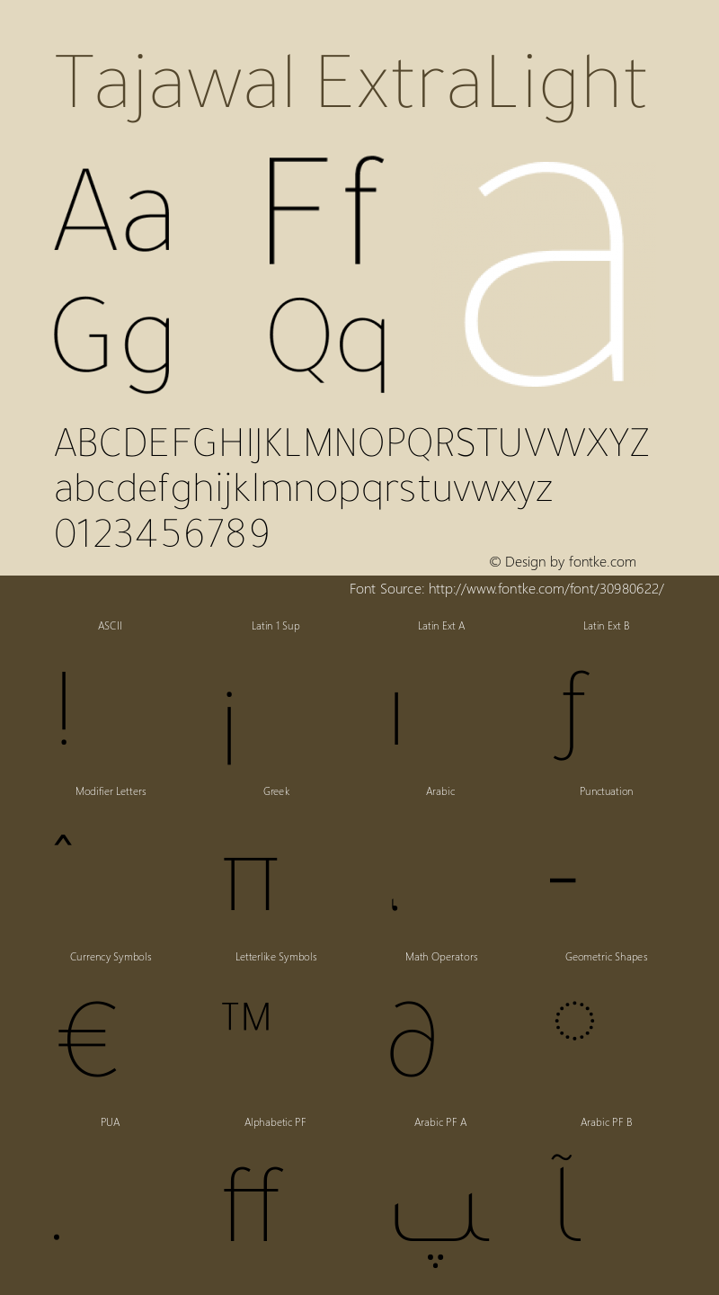 Tajawal ExtraLight Version 1.700图片样张