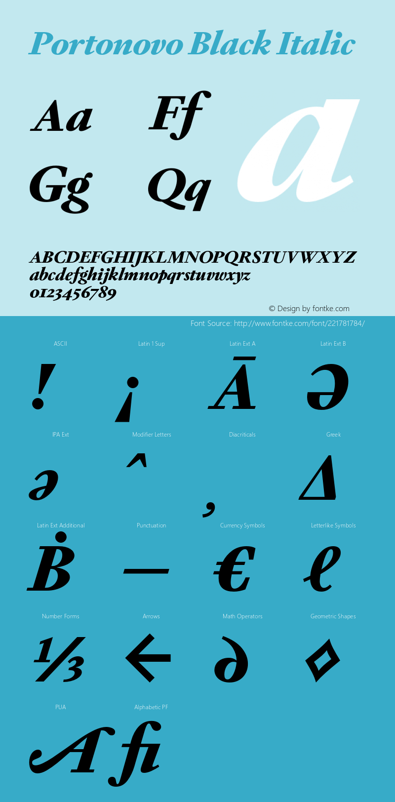 Portonovo-BlackItalic Version 1.000图片样张