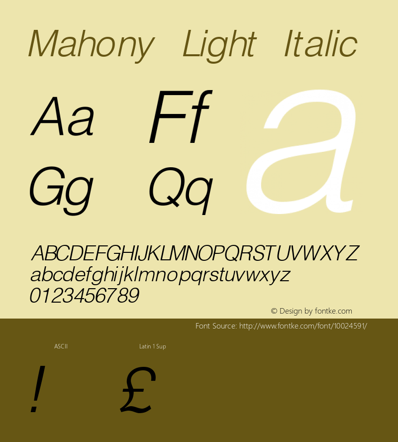 Mahony Light Italic Unknown图片样张