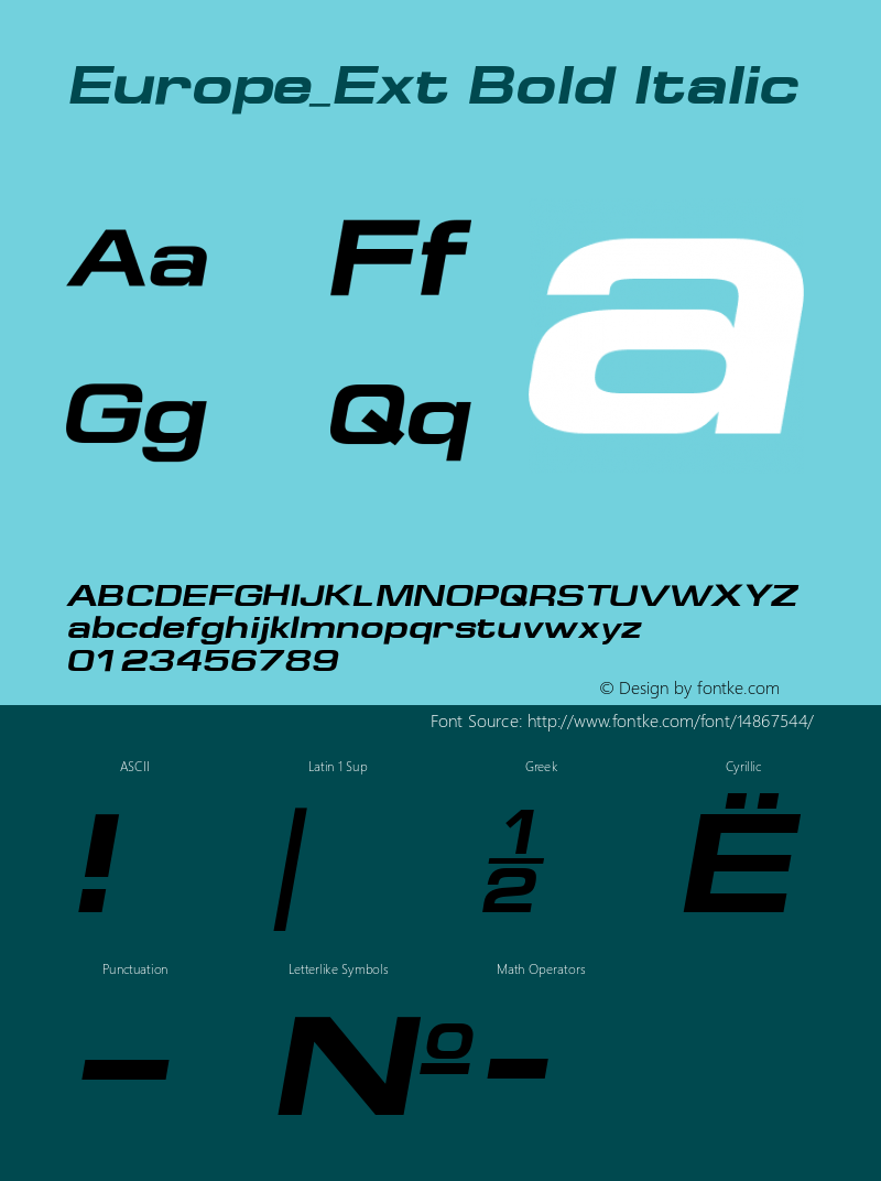 Europe_Ext Bold Italic Version 001.001图片样张