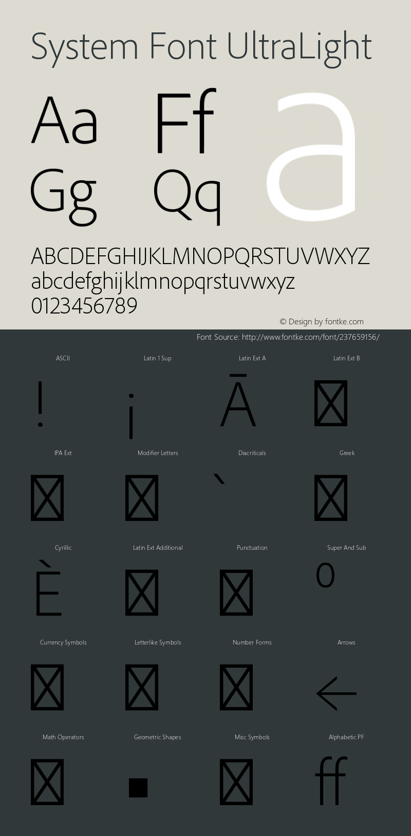 SystemFont-UltraLight Version 5.215;PS 2.000;hotconv 1.0.73;makeotf.lib2.5.5900图片样张