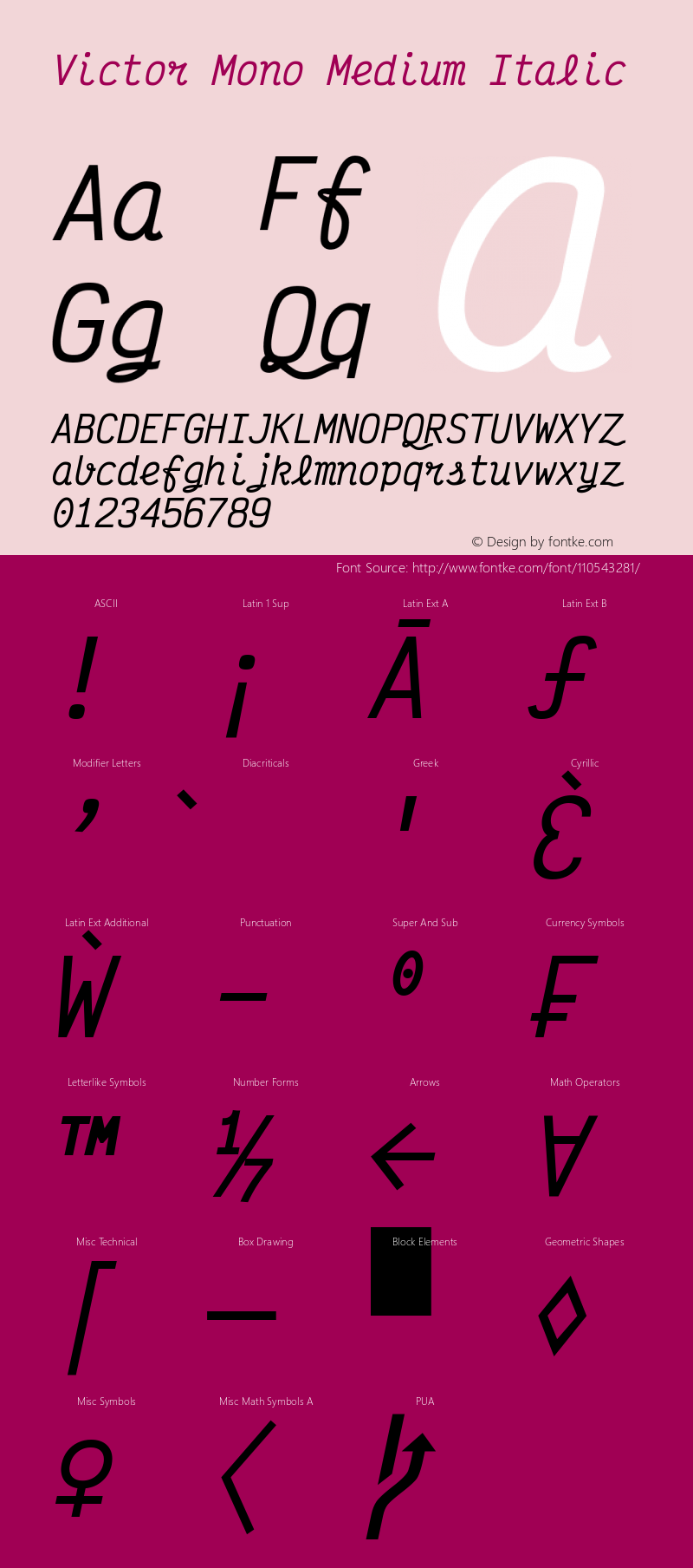 Victor Mono Medium Italic Version 1.410图片样张