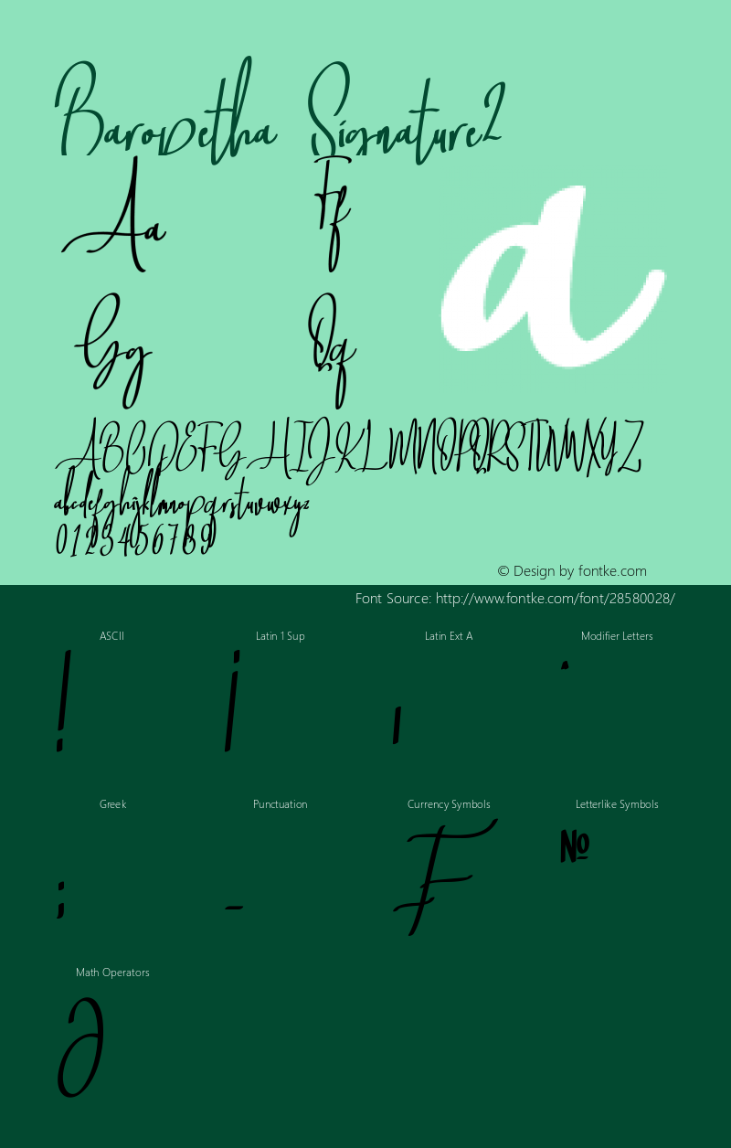 Baropetha Signature2 Version 1.00;February 11, 2019;FontCreator 11.5.0.2430 64-bit图片样张