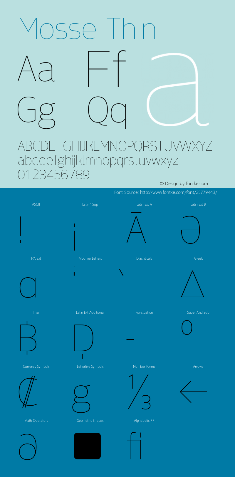 Mosse Thin Version 1.000;PS 001.000;hotconv 1.0.88;makeotf.lib2.5.64775图片样张