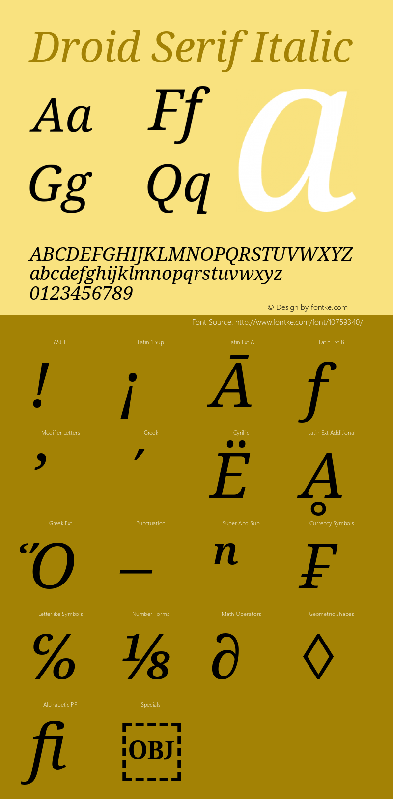 Droid Serif Italic Version 1.00 build 107图片样张